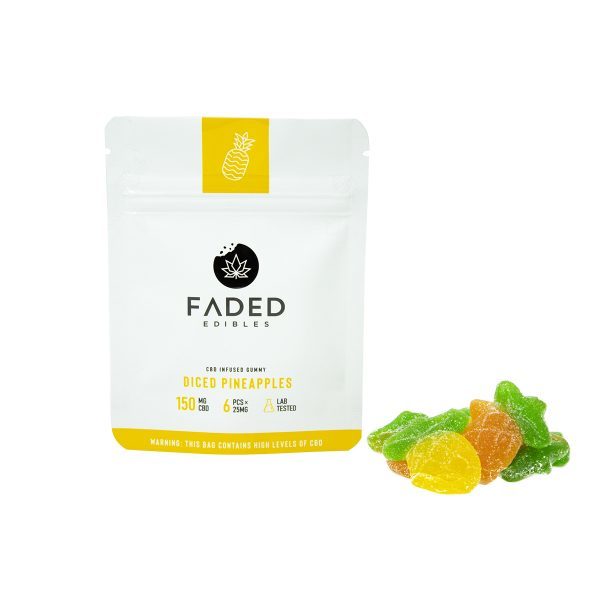 Faded Edibles – CBD 150mg Diced Pineapples | Online Dispensary Canada Shop