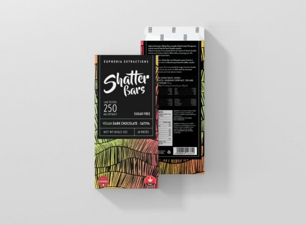 Euphoria Extractions – Shatter Bars – Vegan Dark Chocolate (Sugar Free) – Sativa – 250mg THC | Online Dispensary Canada Shop