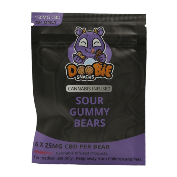 Doobie Snacks – CBD Sour Gummy Bears – 150mg CBD | Online Dispensary Canada Shop