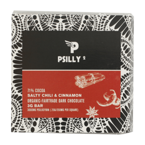 Psilly – Dark Chocolate Bar – Salty Chili & Cinnamon | Online Dispensary Canada Shop