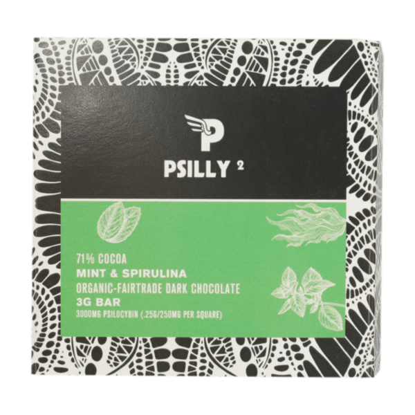 Psilly – Dark Chocolate Bar – Mint & Spirulina | Online Dispensary Canada Shop