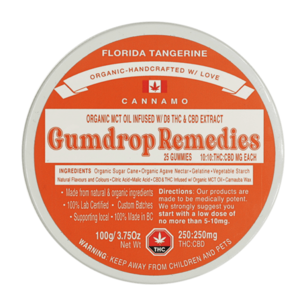 Gumdrop Remedies – Florida Tangerine 1:1 Gummies – 250mg THC/250mg CBD | Online Dispensary Canada Shop