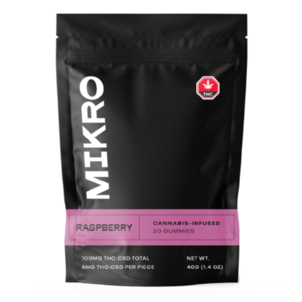 Mikro – 1:1 THC/CBD Gummies – 100mg – Raspberry | Online Dispensary Canada Shop