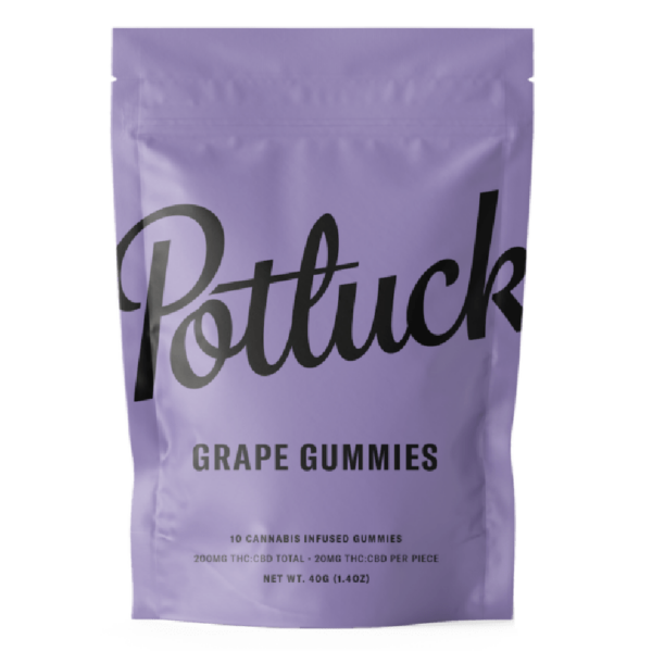 Potluck Extracts – Grape Gummies (1:1) – 100mg THC / 100mg CBD | Online Dispensary Canada Shop