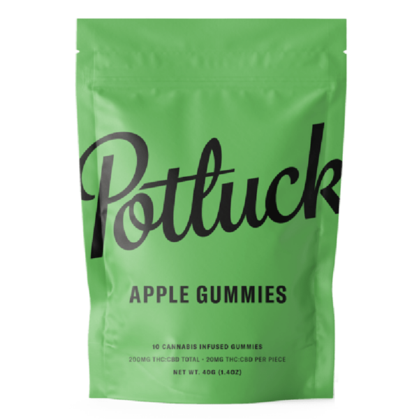 Potluck Extracts – Apple Gummies (1:1) – 100mg THC / 100mg CBD | Online Dispensary Canada Shop