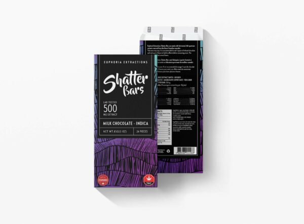 Euphoria Extractions – 500mg Shatter Bars – Milk Chocolate (Indica) | Online Dispensary Canada Shop