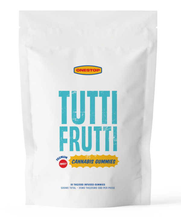 OneStop – Tutti Frutti 1:1 Gummies – 250mg THC / 250mg CBD | Online Dispensary Canada Shop